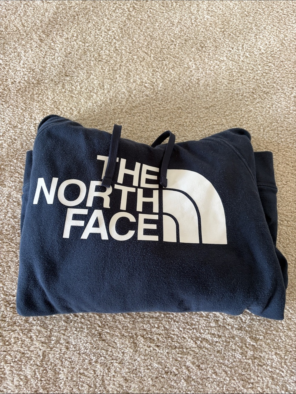 The North Face Navy Pullover Hoodie with White Logo